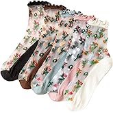 Benefeet Sox Womens Lace Sheer Socks Girls Ultra Thin Nylon Clear Stocking Socks Transparent See Through Ankle Sock