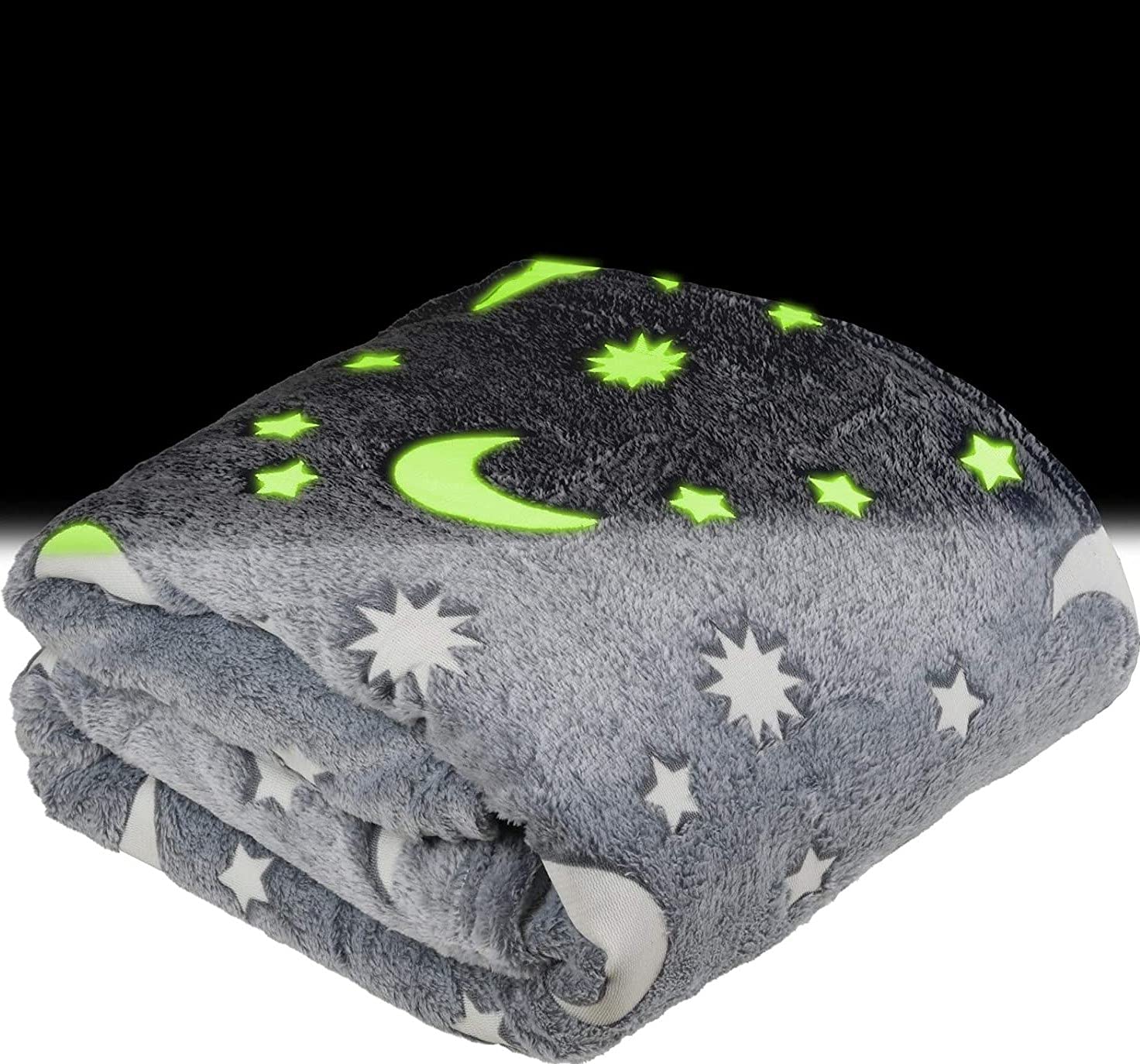 Glow in The Dark Throw Blanket for Kids - Fun, Cozy Fleece Throw Blanket Made from Plush Polyester | Wrinkle-Resistant Soft Blanket Measures 50 x 60 Inches | Grey