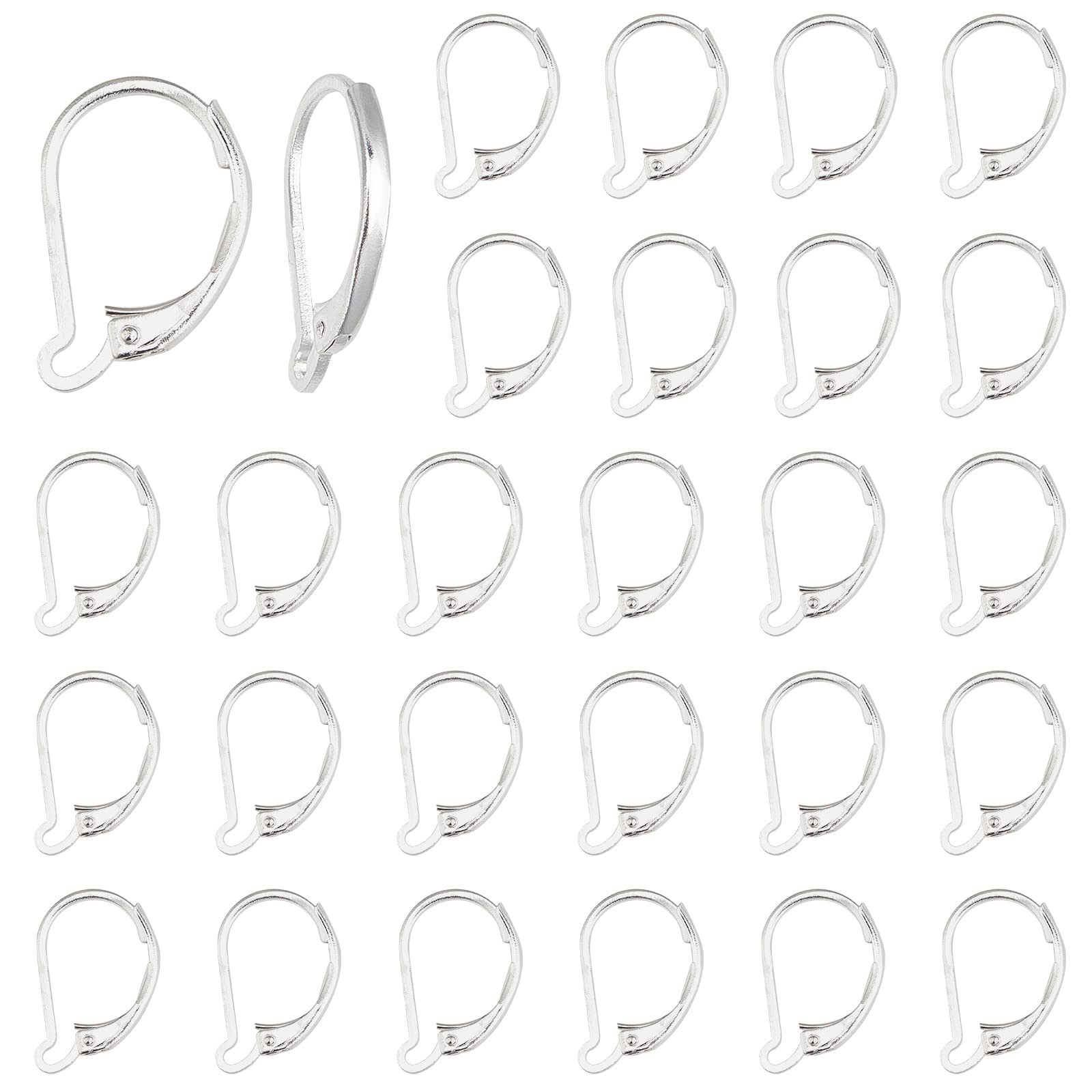 SUNNYCLUE 1 Box 30Pcs 925 Sterling Silver Plated Leverback French Earring Hooks Leverback Earwires Leverback Earring Findings for Jewellery Making Women DIY Earrings Crafts Crochet Stitch Maker Supply