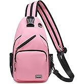 SUIKIHUM Convertible Sling Bag Crossbody Backpack, 11" Tablet Bags with Headphone Jack Shoulder Bag Casual Pack for Women Men Hiking Travel (Pink)