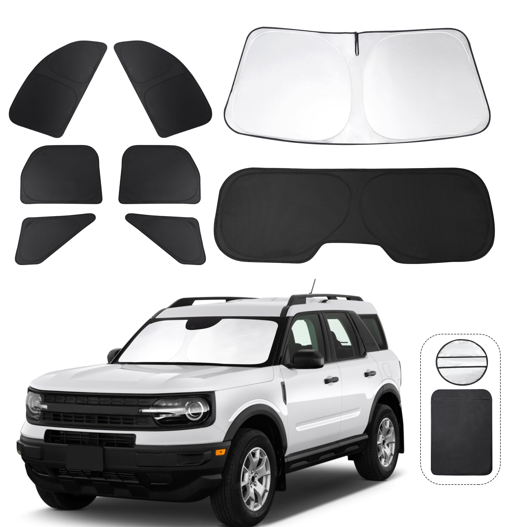 Photo 1 of TINGLU Window Shades for Ford Bronco Sport 2021-2024 2025 Accessorie Car Side Full Windows Rear Triangular Windshield Sun Shade Sun UV Rays & Privacy Protection for Camping,Napping,and Relaxing 8PCS