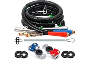 YiaChuii 15ft 3 in 1 ABS & Power Air Line Hose with Glad Hand Tender Spring Kit Gladhand & Rubber Seals Air Lines for Semi Truck Tractor Trailer