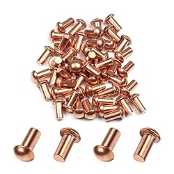 Aicosineg 50pcs 0.39" Length Copper Solid Rivets M5