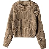 SOLY HUX Girl's Bow Sweater Crewneck Knit Long Sleeve Pullover Cute Fall Winter Top