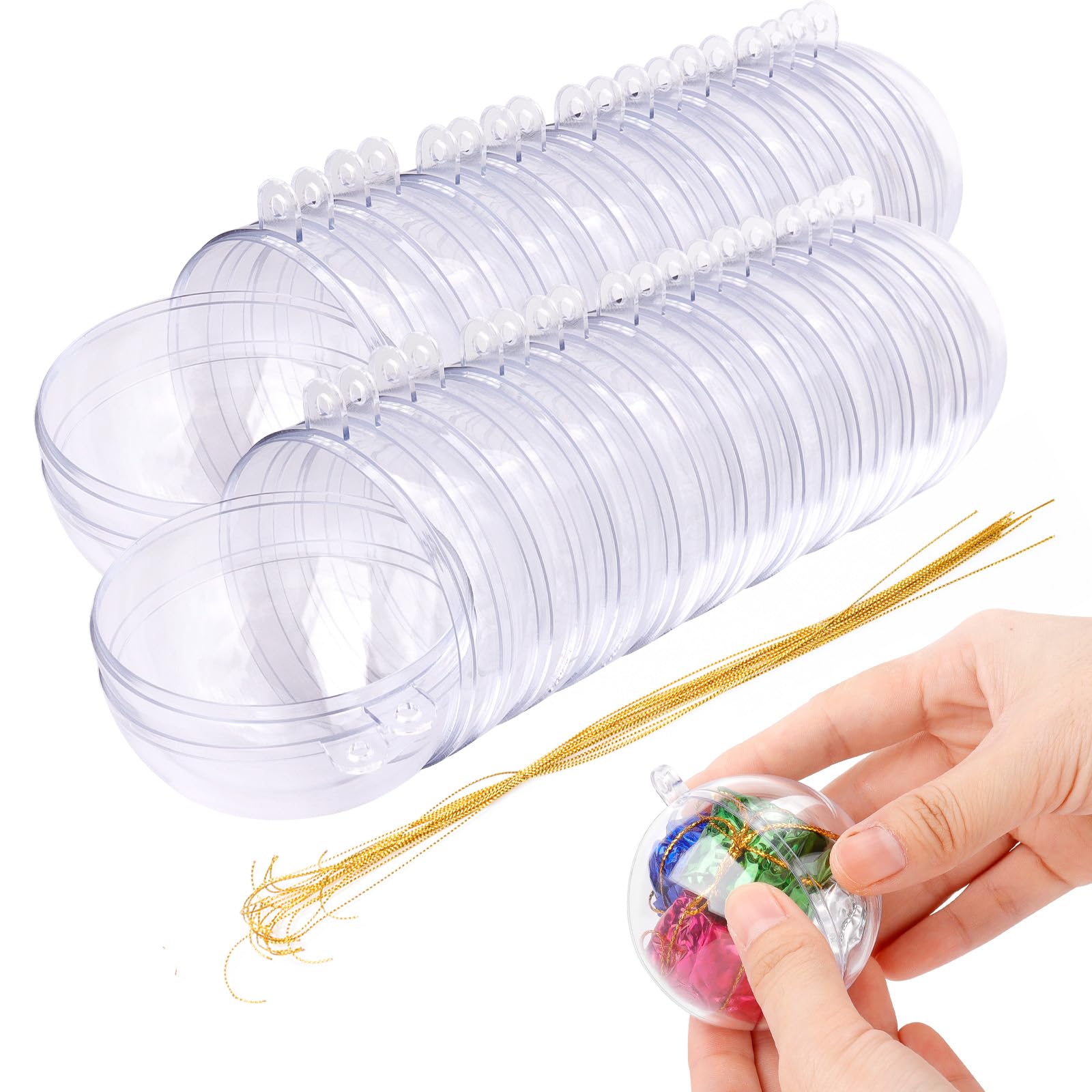 Photo 1 of 20PCS 60mm Christmas Ball Ornaments Clear Plastic Fillable Christmas Ball 2.36'' DIY Craft Ornaments,Shatterproof Xmas Tree Hanging Balls Decorations for Holiday, Wedding, Birthday, Christmas Decor