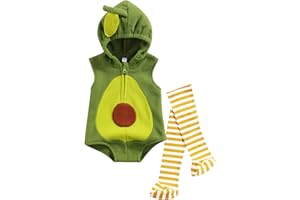 VISGOGO Baby Halloween Costumes Toddler Infant Boy Girl Avocado Pineapple Outfits Hooded Romper Jumpsuit Legging