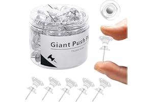 UpdateClassic, 60 PCS Large Push Pins for Cork Board- Clear Thumb Tacks for Bulletin Board Jumbo Push Pins for Wall Long Thumbtacks (Clear)