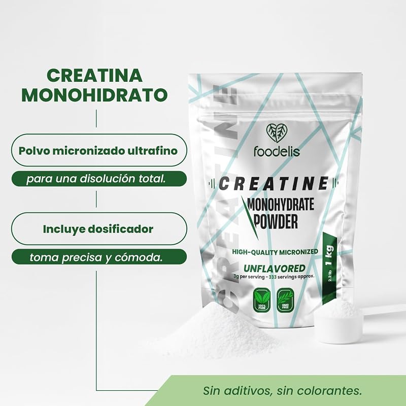 Creatina Monohidratada 1 kg (1000g) en Polvo Sin Sabor