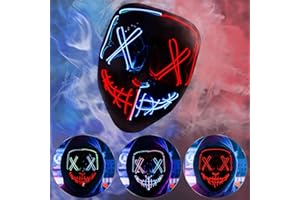 BOMLY Halloween Purge Light Up Scary Mask - LED EL Wire Mask for Festival Party Gifts