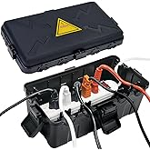Hrensaw Medium Outdoor Electrical Box(10.6x5.5x4.5inch),Weatherproof Connection Box w/6 Cable Entry,IP54 Waterproof Extension Cord Cover Protect Power Strip,Timer,Plug,Holiday Lights,Black