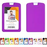 2 Pack Badge Holder, Silicone ID Badge Holder with Window, ID Card Holder | Vertical Badge Holder, ID Card Holder for Office Factory Nurses School Teacher Students, ID Holder