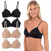 4 Pack Wirefree Bra - Women's Flexible Soft Foam Wireless No Wire Soft Pad T Shirt Bra Value Pack