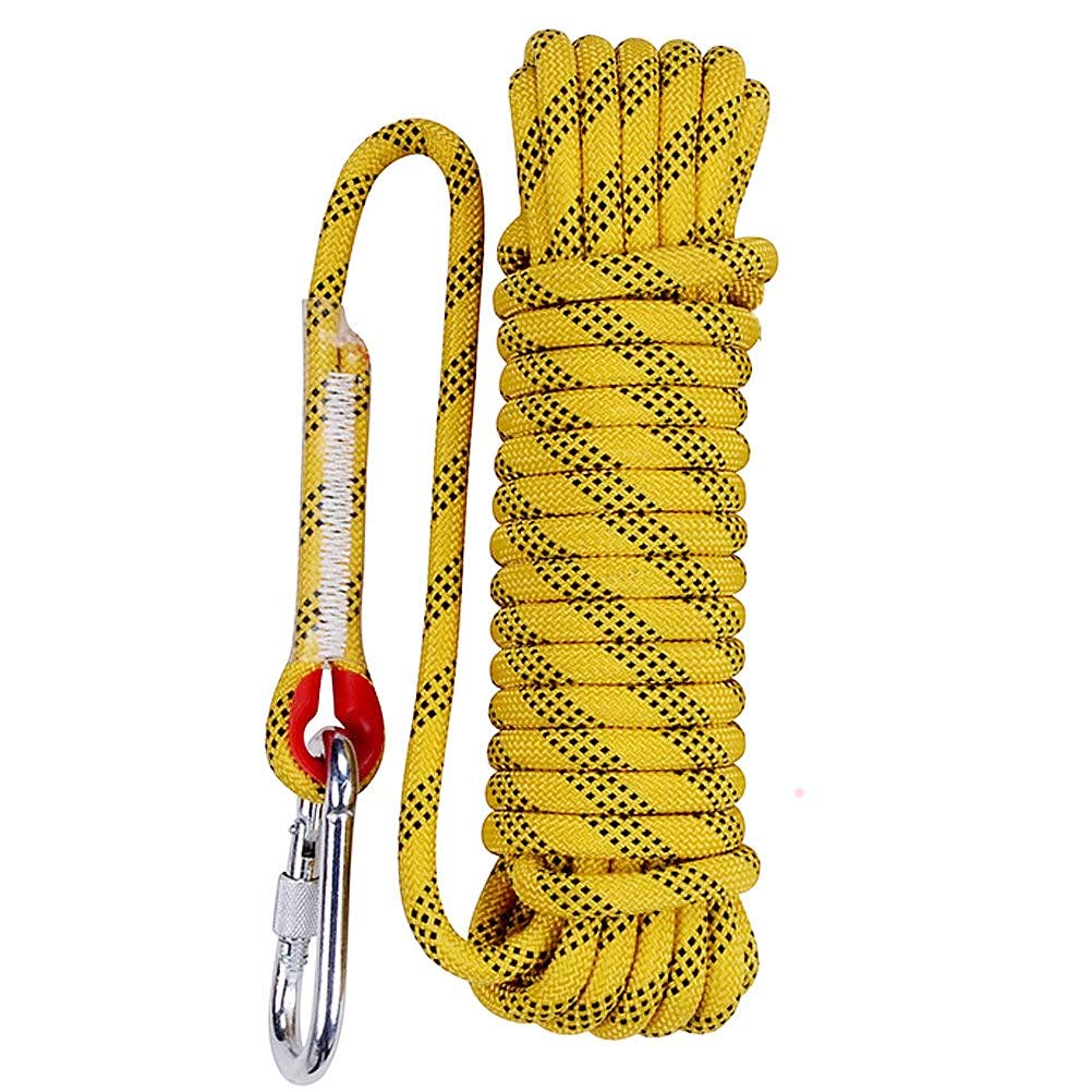 Aoneky Outdoor 10mm 32ft Static Utility Rope, Heavy Duty Polyester Rope for Pulling, Rigging, Tree Work & Hunting, Gym Fitness, 2000LB Tensile Strength, Yellow