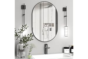 NEUWEABY Oval Bathroom Mirror Capsule Wall Vanity Mirror, 24"x36" Pill Mirrors Wall Mounted Mirror, Black Large Modern Mirror