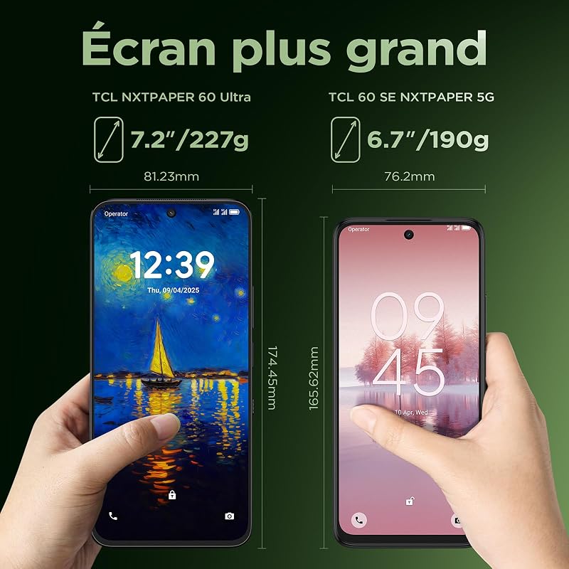 Smartphone Android NXTPAPER 60 Ultra 5G, écran FHD+ 7,2 Pouces, 12 Go de RAM + 512 Go de ROM, téléphone respectueux des Yeux, Couleur Noir nébuleuse,avec Coque à Rabat et Stylet