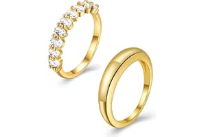 HBFashion Stackable Rings Gold for Women Non Tarnish Trendy 18K Gold Plated Cubic Zirconia Stacking Ring Gold Jewelry Gifts Size 6/7/8/9/10