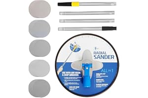 9 Inch Drywall Sander Radial Sander with 25 Sanding Discs, 5 Grit Aluminum Oxide Sanding Discs of 80, 100, 120, 180, 240 for 