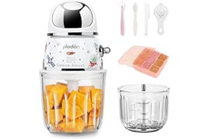 Plodon Baby Food Maker Mini Cute and Small Food Processor Puree Blender Grinder Chopper 1.2 Cup Glass Bowl with 6 Blade Electric (Spaceman-White)