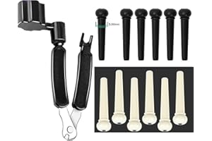 BEIIRLLA Guitar String WindeGuitar String CutterGuitar Bridge Pin Puller-3 In1 All in One Guitar Tool,String winder for acoustic guitarwith 12pcs bridge pins for acoustic guitarpins kit Guitar Parts Replacemen