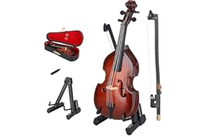 QANYEGN Mini Bass Ornaments, Wooden Miniature Double Bass, Mini Contrabass Replica, Replica Mini Musical Instrument