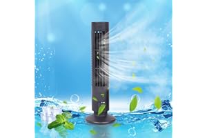 SAINGACE 2024 New Upgraded Tower Fan LED Bladeless Fan with Two Gears, Tower Electric Fan Mini Vertical Conditioner for Summer Daily Use (BK)