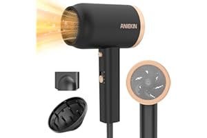 ANIEKIN Hair Dryer, 1875 Watts Fast Drying Blow Dryer with Diffuser and Concentrator, Compact Lightweight Hair Dryer for Women and Men