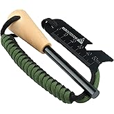 RKR OUTDOOR Ferro Rod Flint Fire Starter Kit with Handcrafted Wood Handle | 12,000+ Strikes | Survival Flint and Steel Rods w