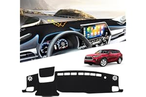 Shademax Dash Cover for Toyota Highlander 2020-2024 Accessories Left Rudder Dashboard Cover Mat Pad Protector Non-Slip Backing Polyester PVC Bottom Materials Black