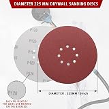 STE BRUAM 225mm Sanding Discs 120 Grit 30 Count 9 Inch 8-Hole Hook Loop view 2