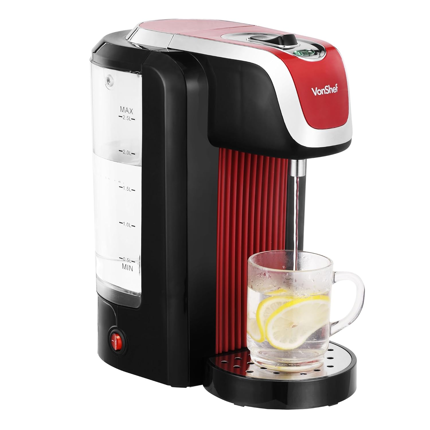 VonShef Hot Water Dispenser Instant Kettle/Catering Urn, Red, 2.5 Litre