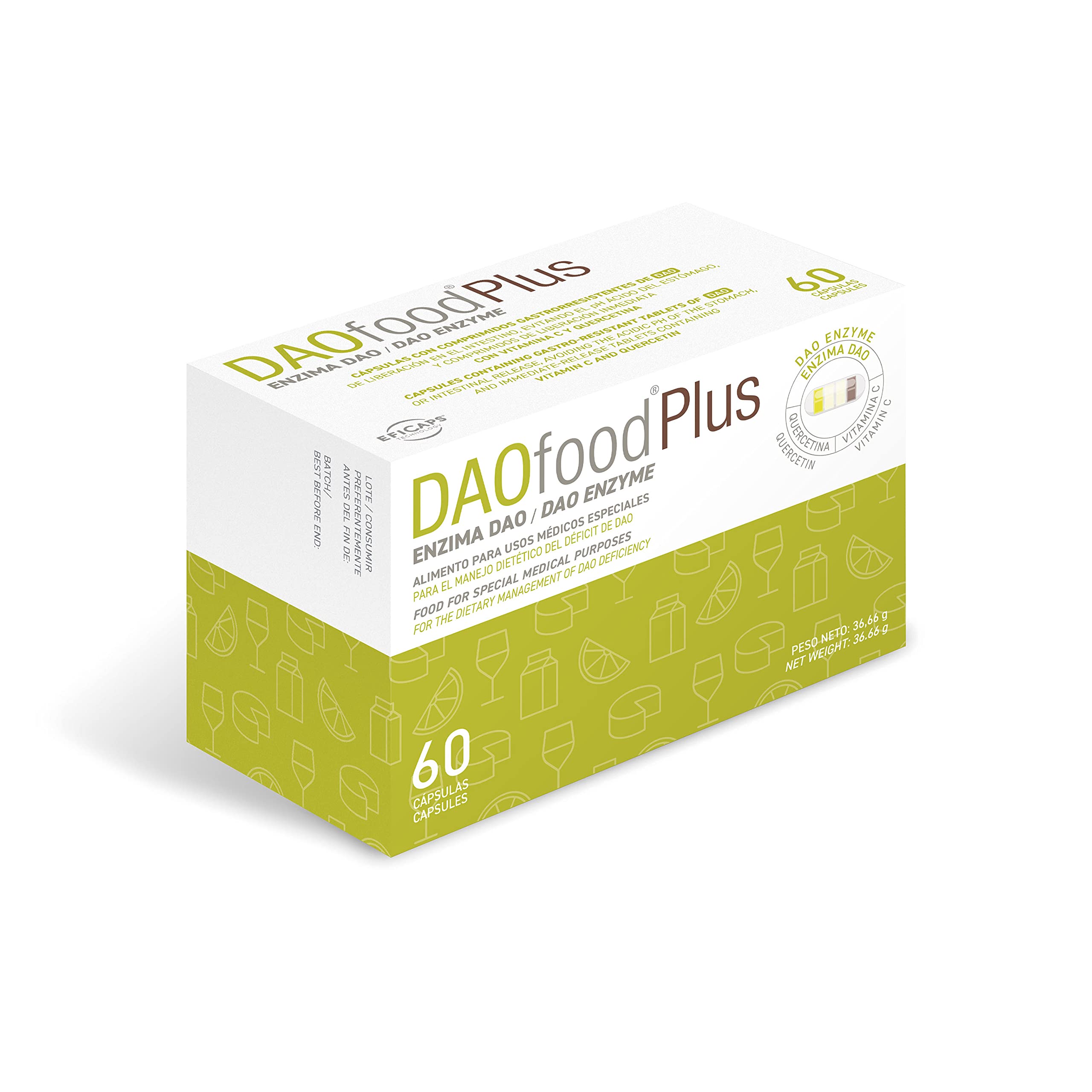 DR Healthcare - DAOfood Plus - DAO Enzyme - Quercetin and Vitamin C - Contributes to the Balance of Dietary Histamine - 60 Capsules with Gastro-Resistant DAO Mini-Tablets