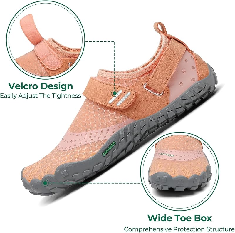 Barefoot Shoes Uomo Donna Scarpe Barefoot - Scarpe Minimaliste Scarpe da Palestra - Traspiranti Scarpe da Scoglio - Punta Larga e Suola a Goccia Zero Arancione Chiaro, Gr.38 EU