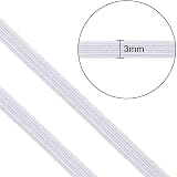 jiale 1/8 Inch White Elastic Corded Flat Cord 10m 3mm Waistband Dressmaking view 3