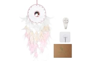MiyouLuna Pink Large Dream Catchers with Chakra Crystals Tree of Life, Handmade Native American Style Dream Catcher for Boys Girls Adults Bedroom Wall Decor