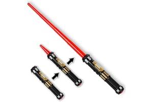 MewduMewdu Light up Saber Toy (Fully Retracted) with Electronic Lights & FX Sound Effect for Kids and Adults, LED Light Expandable Light Sword Toy as Halloween Party, Holiday, Birthday Gift (Red)