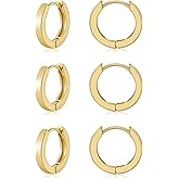 Gacimy 3 Pairs Small Gold Huggie Hoop Earrings Set, 14K Gold Plated Hypoallergenic Huggies for Women, Multiple Piercings