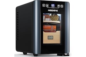 NEEDONE Electric Cigar Humidor 8L with Heating and Cooling Quiet Control System, Thermostatic Cabinet Humidor Box with Spanish Cedar Wood Shelves & Drawer with Hygrometer, Gift for Men…