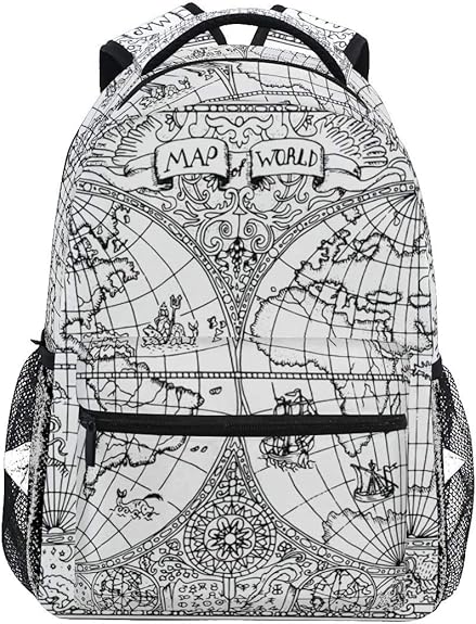 Amazon 子供用 グラフィックイラスト古代アトラス地図世界 キッズ リュック サック 女の子 男の子 幼稚園 かわいい 児童バッグ 軽量 おしゃれ お祝い プレゼント 通園 通学 男女兼用バッグパック N A レディース