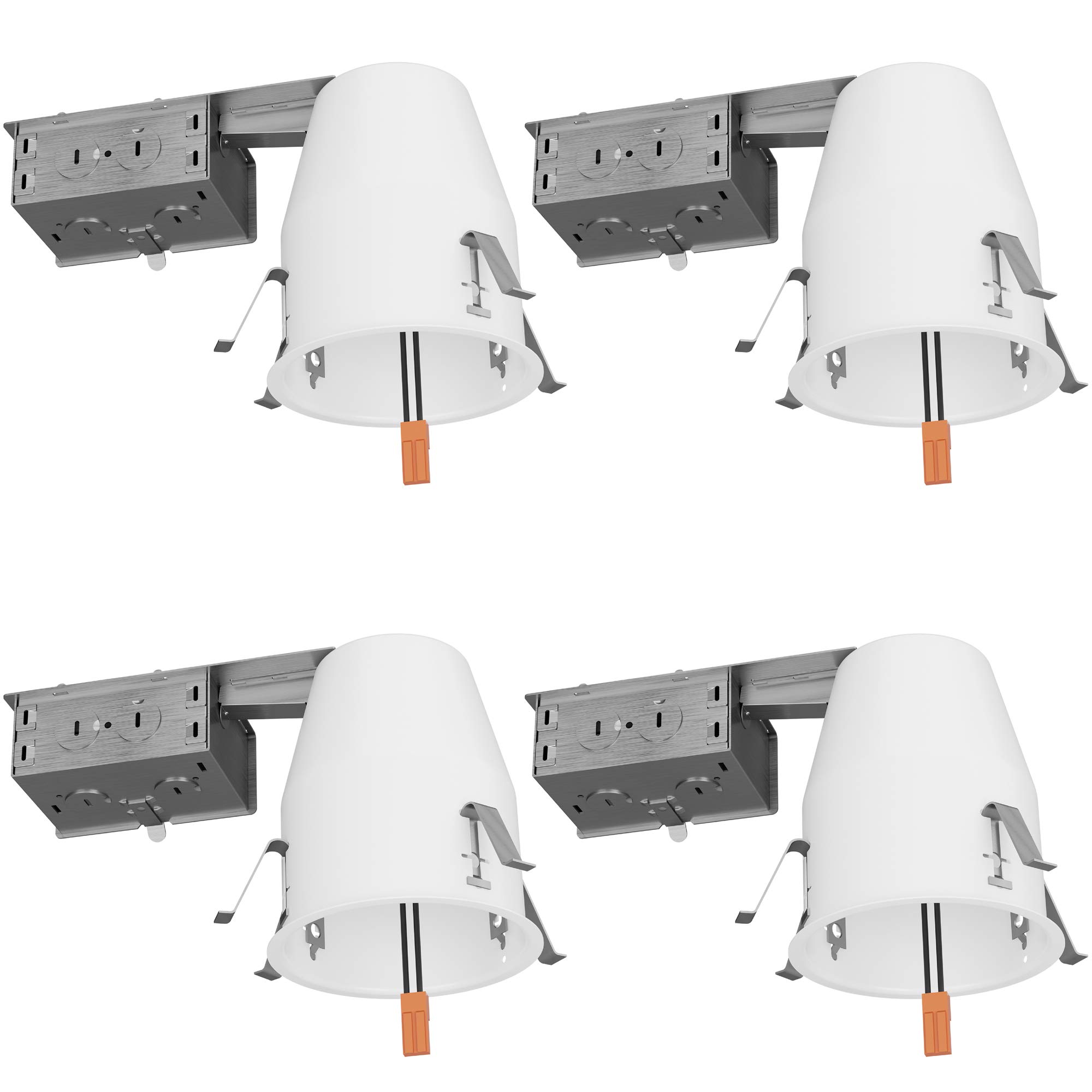 Sunco Lighting 4 Pack 4 Inch Remodel Housing, Air Tight IC Rated Steel Can, 120-277V, TP24 Connector Included for Easy Install - UL & Title 24 Compliant