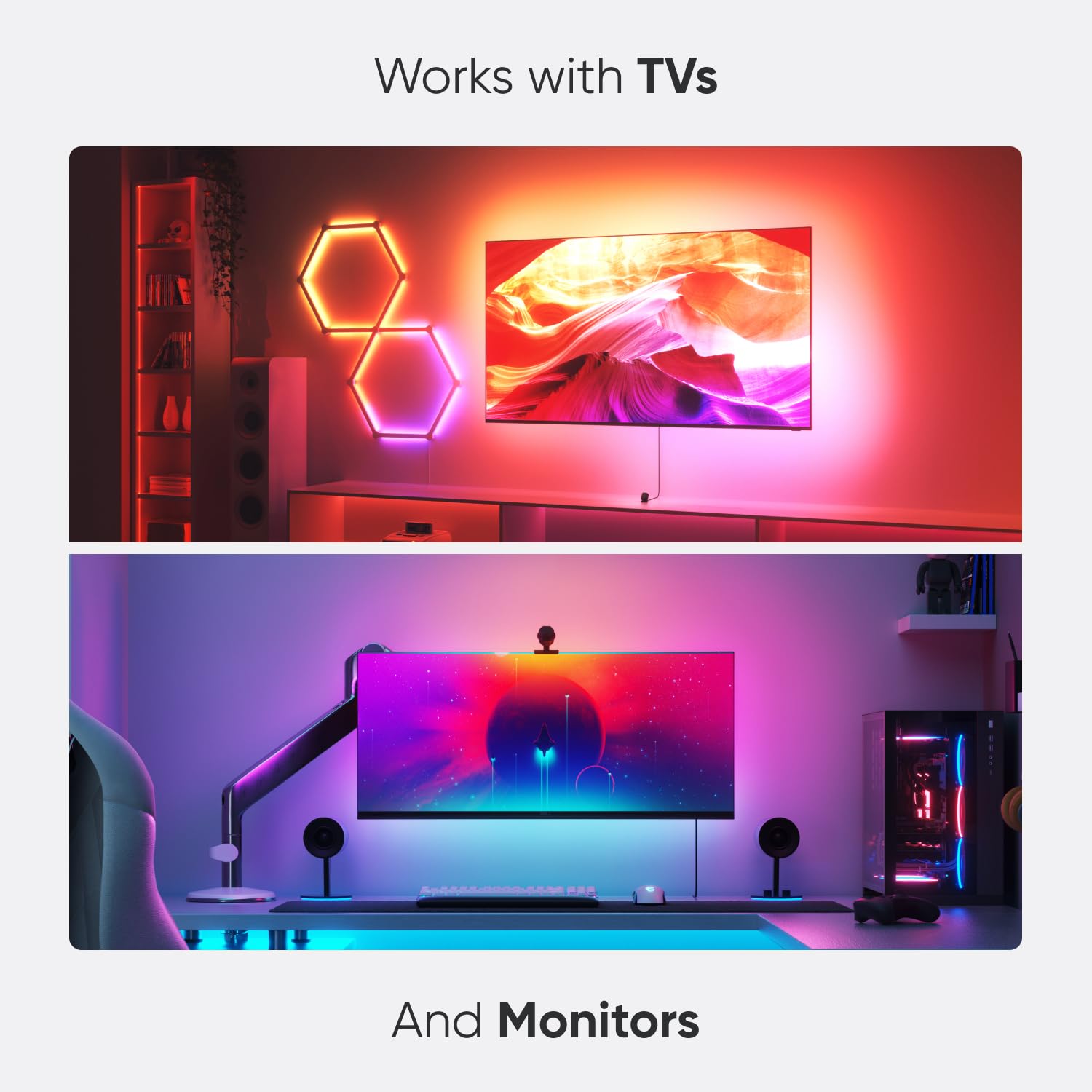 Nanoleaf 4D - TV LED Backlight with Camera, TV Backlight Sync to Screen, Smart Addressable Gradient Lightstrip Kit, App & Voice Control, Trimmable for Home Decor & Gaming (Up to 85