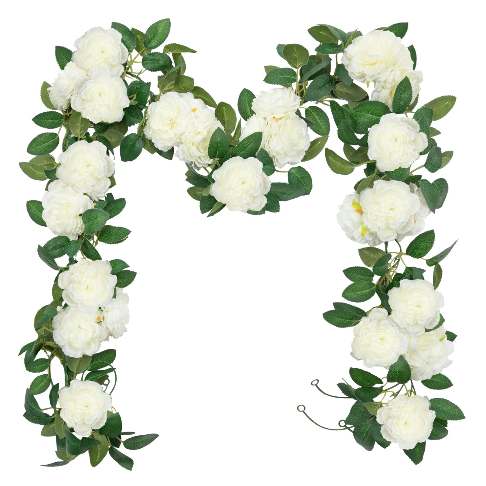 SHACOS 3pcs Artificial Flower Garland 3 Strand 6.0 m Long Fake Rose Garland Flower Vines for Wedding Party Home Garden, White