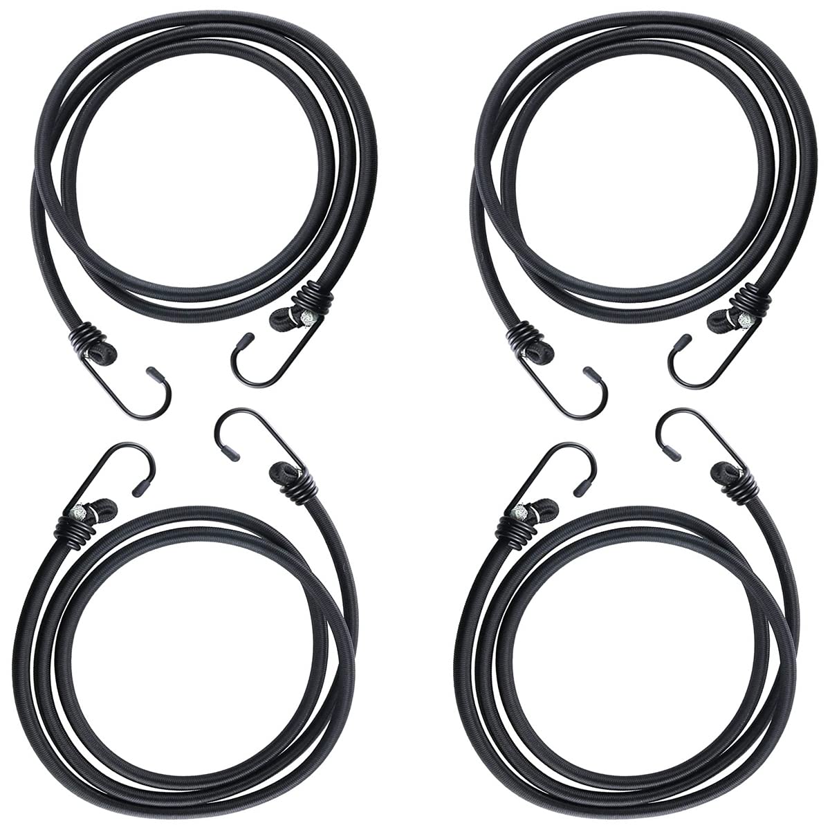 DARENYI 2m Heavy Duty Bungee Cords with Hooks, 4 Pack Long Bungee Cords with Hooks for Camping, Loads on Bicycles, House Moving