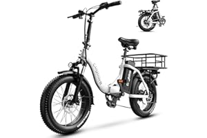 Kebiko 1000W Folding Electric Bike,48V 15/20AH Removable Battery E Bike,30+MPH,80 Miles Max Range Electric Bike for Adults, 20" Fat Tire Foldable ebike, Adult Electric Bicycles for Commute Beach Snow