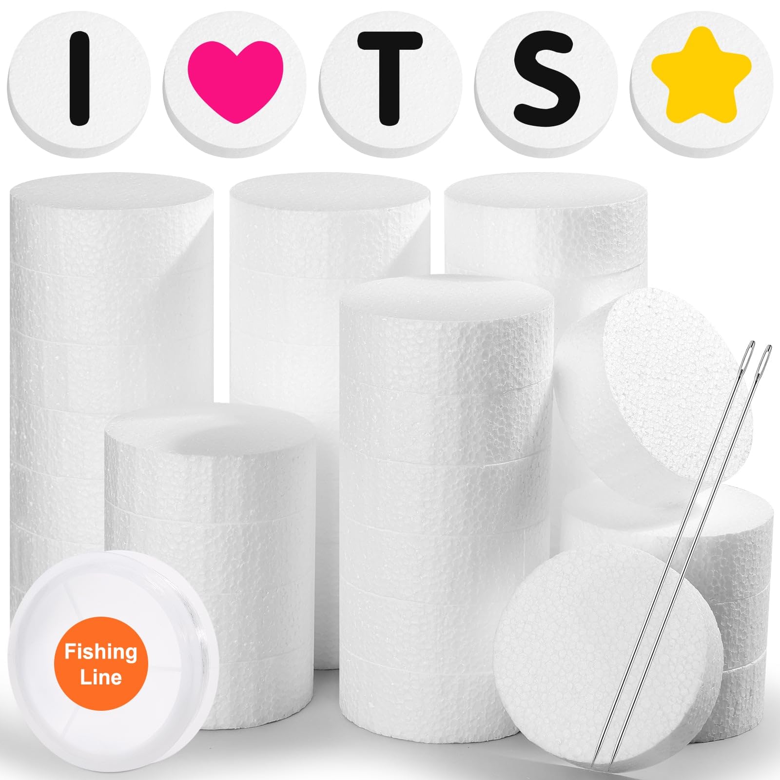 Acejoz 36Pcs Craft Foam Circles with Fishing Line