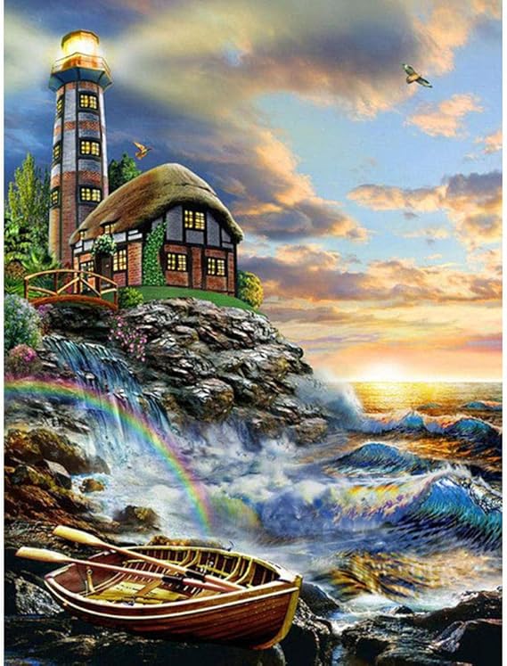 xinyouzhihi Wooden 1000 piece Puzzles50x75cmLighthouse coast scenery
