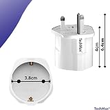 TechMax European to UK Plug Adaptor Pack of 2 13A Fused 250V Grounded Type G view 3