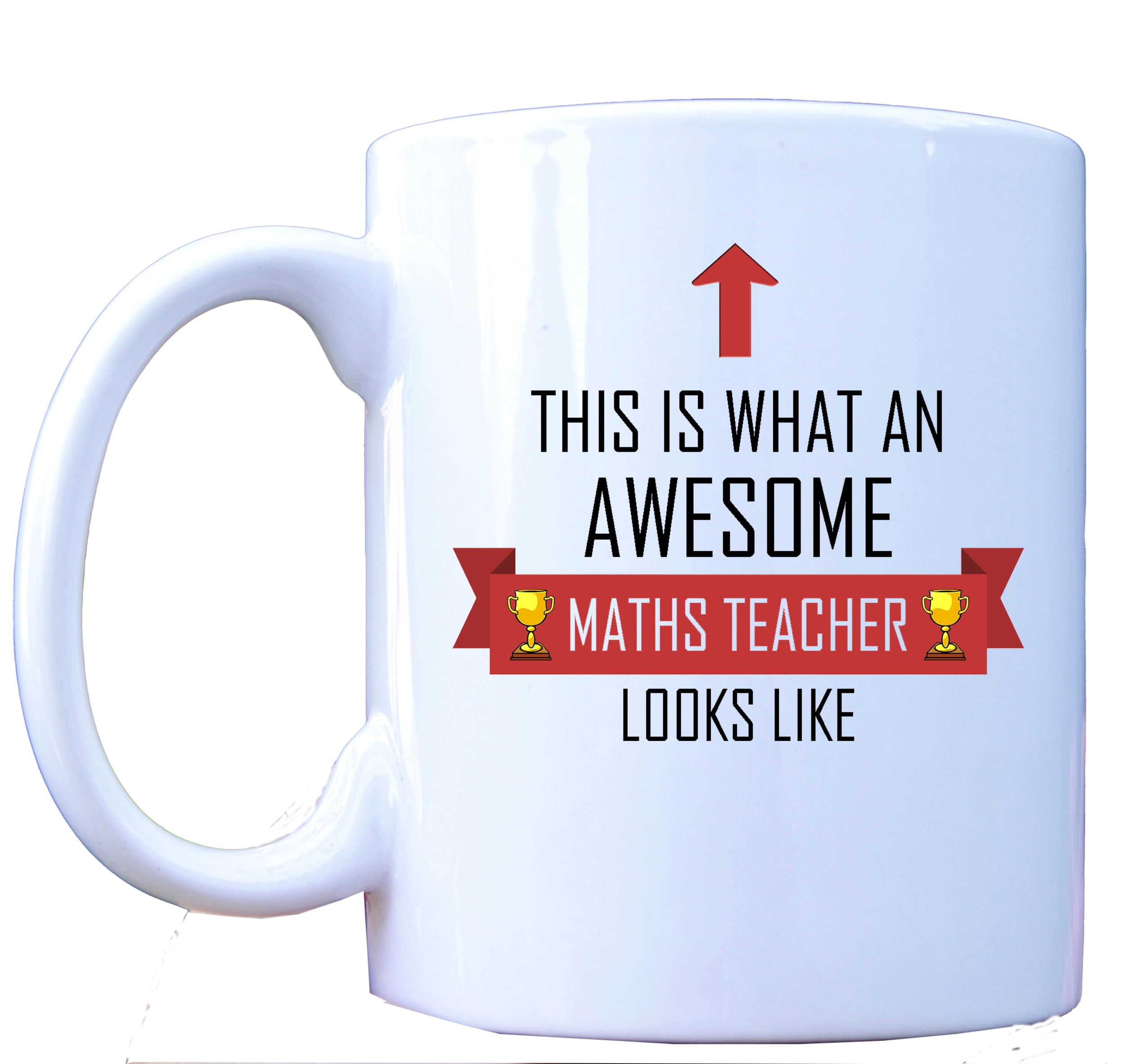 DottsMusic This is What an Awesome Maths Teacher Looks Like - Tea/Coffee Mug/Cup - Red Ribbon Design - Great Gift Idea
