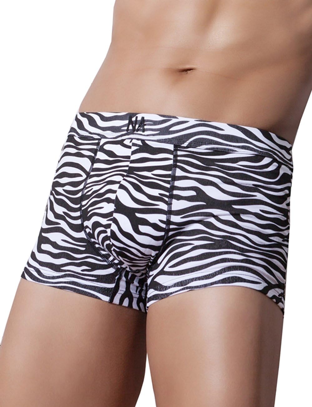Nasse Men's Sexy Boxer Briefs Animal Print Underwear with Pouch (XL, Zebra)