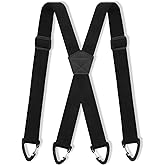 Quilax X Black Suspenders, Suspenders for Men, Adjustable Heavy Duty Suspender with 4 Snap Loop, Mens Suspender for Jeans(1.49" Wide)