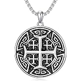 LEECCI Jerusalem Cross Necklace for Men 925 Sterling Silver Crusaders Jerusalem Cross Pendant Christians Jewelry Gifts for Men Father Husband
